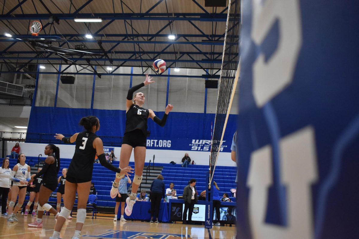 Senior Breanna Storz goes for the spike